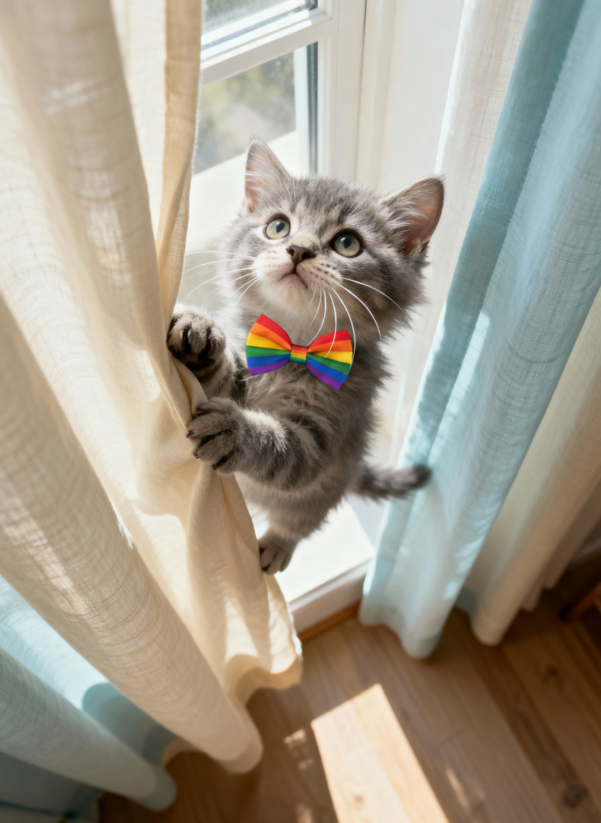 Rainbow Bow Tie - Colorful rainbow striped bow tie